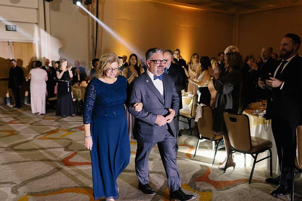 President Thomas and his wife being welcomed at the inaugural ball