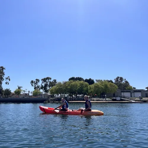 students kayaking